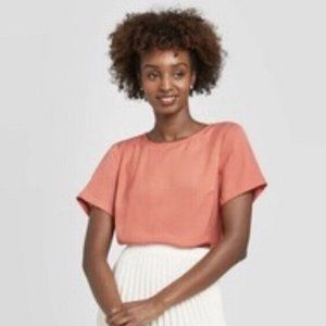 NWT! A New Day Womens Red Copper Keyhole Back Top, Short Sleeve, Size XXL